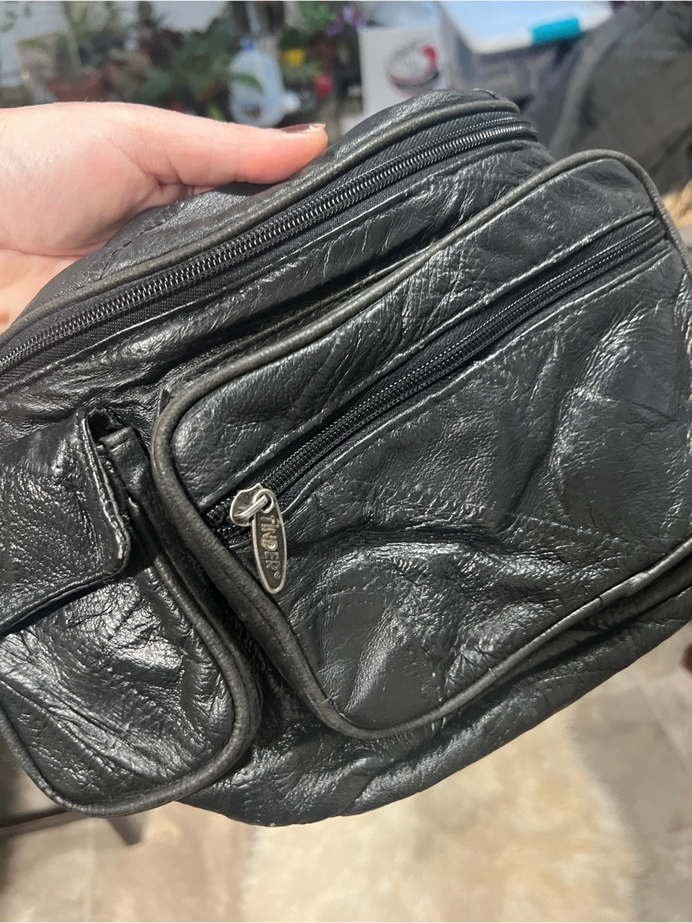 Genuine Leather Black Fanny Pack Waist Pack